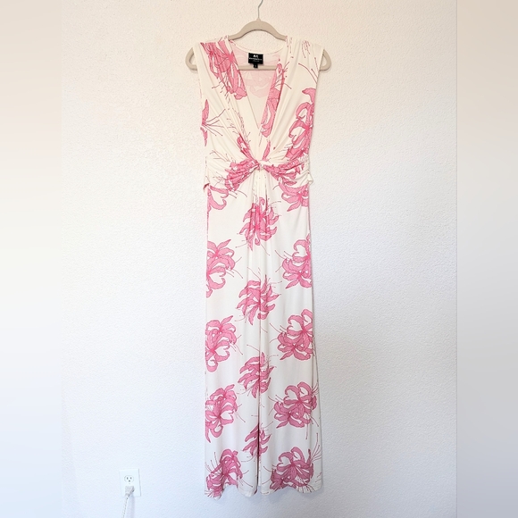 Madderson London Annabel Hydrangea Maxi Dress Large Pink White Maternity - Picture 2 of 7